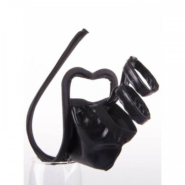 Bondara Man Black Wet Look Bondage C-String