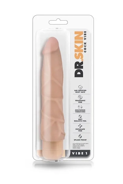 Blush Dr. Skin Cock Vibe 1 9 Inch Vibrating Cock Beige