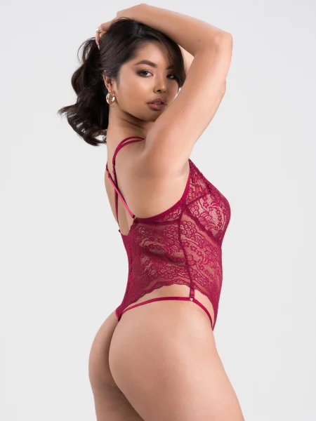 Lovehoney Late Night Liaison Wine Crotchless Lace Teddy