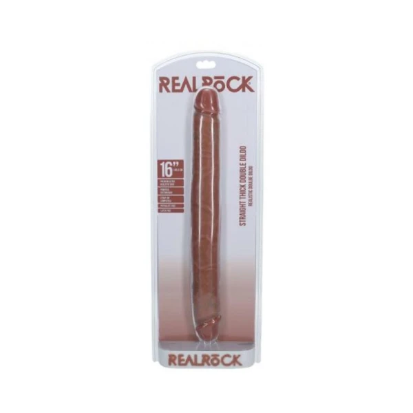 Couples Dildos: Realrock 16 In. Thick Double-ended Dong Tan