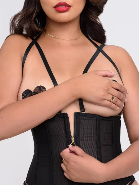 Lovehoney Secret Silhouette Black Steel-Boned Waspie
