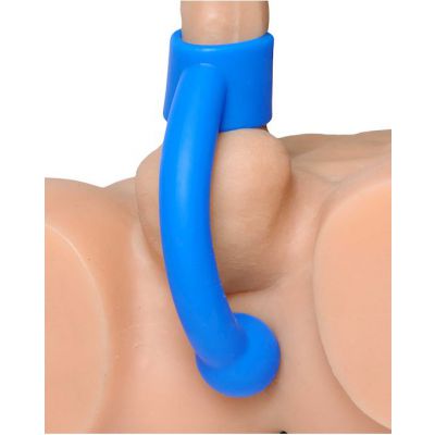 Silicone Shaft Ring With Flexible Beaded Anal Arm Blue