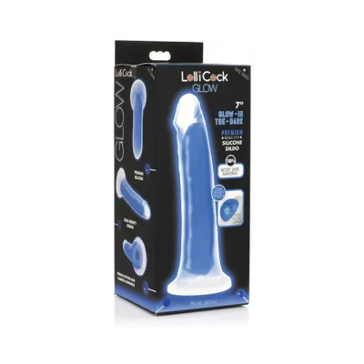 Realistic Dildos Lollicock Glow in the dark 7 In Silicone Dildo Blue