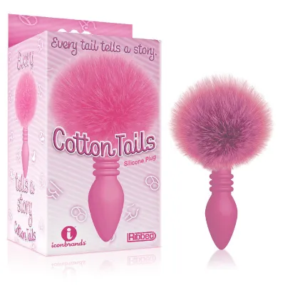 The 9 s Cottontails Ribbed Pink Pink Butt Plug with Bunny Tail