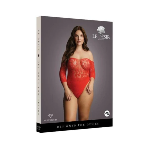 Shots Le Desir Crotchless Rhinestone Teddy Os Red — image 12 of 13