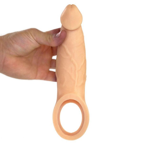 9 Inch Realistic Performance Penis Sleeve Natural Silicone Girth Enhancer