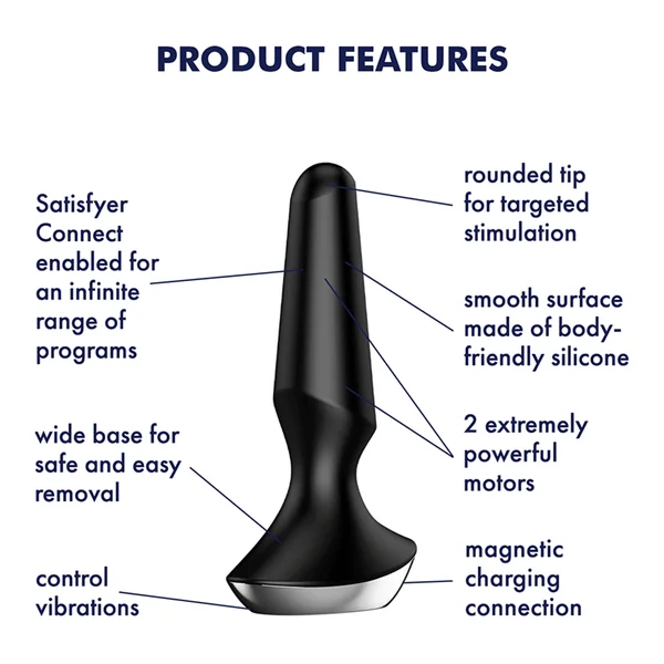 Satisfyer Plug-ilicious 2 Black Silicone Vibrating Butt Plug — image 7 of 8