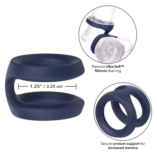 Viceroy Dual Ring Blue Silicone Cock Ring by Cal Exotics — image 9 of 12
