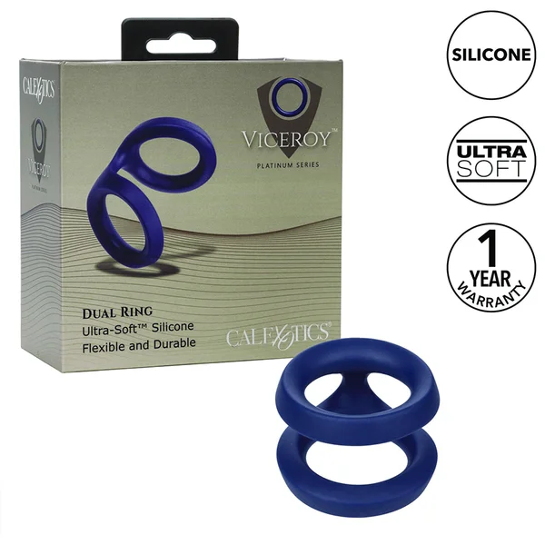 Viceroy Dual Ring Blue Silicone Cock Ring by Cal Exotics — image 8 of 12