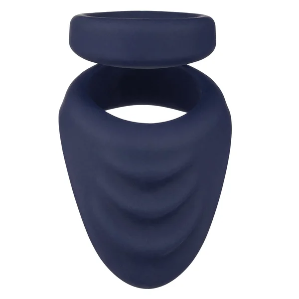 Viceroy Perineum Dual Ring Blue Silicone Cock Ring by Cal Exotics — image 3 of 13