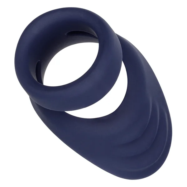 Viceroy Perineum Dual Ring Blue Silicone Cock Ring by Cal Exotics — image 6 of 13