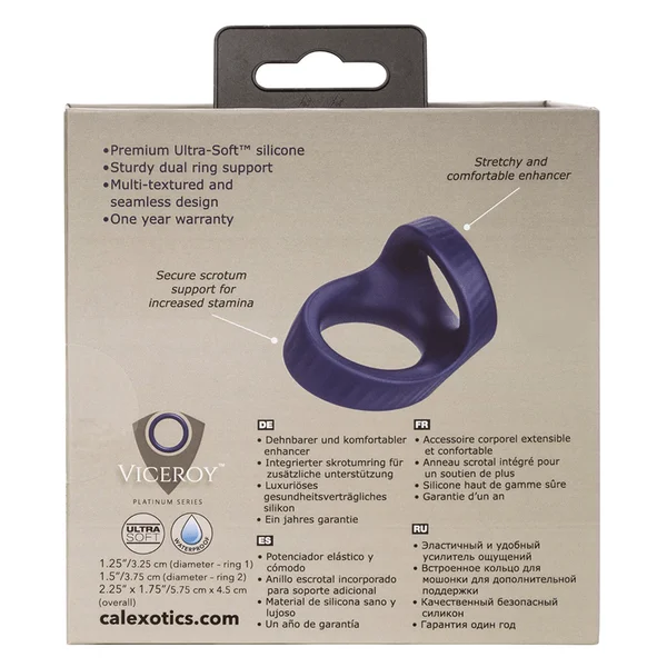 Viceroy Max Dual Ring Blue Silicone Cock and Ball Ring by Cal Exotics — image 14 of 14