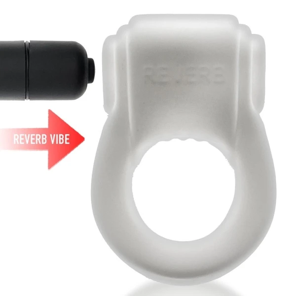 Bullets & Discreet:  Hunkyjunk Revring Cockring With Bullet Vibrator White Ice