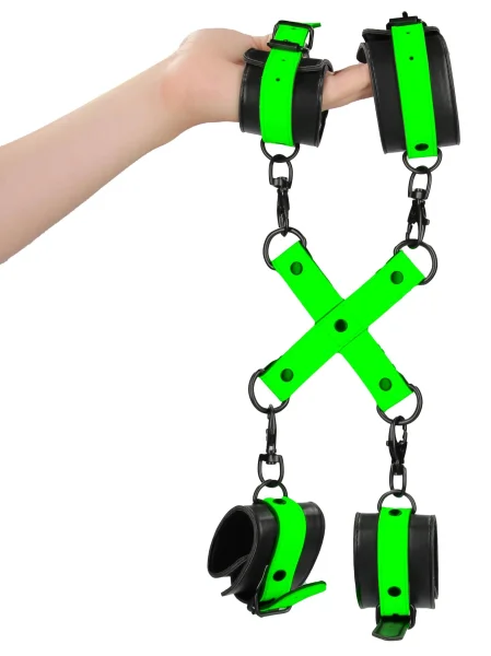Hand and Ankle Cuffs With Hogtie - Glow in the  Dark