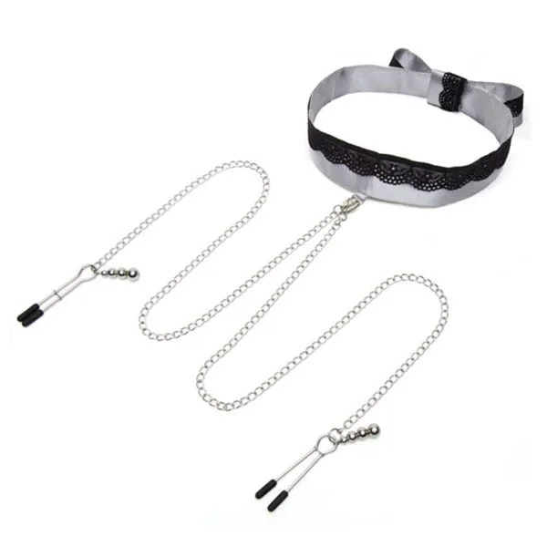 Fifty Shades of Grey Play Nice Satin Collar  and Nipple Clamps