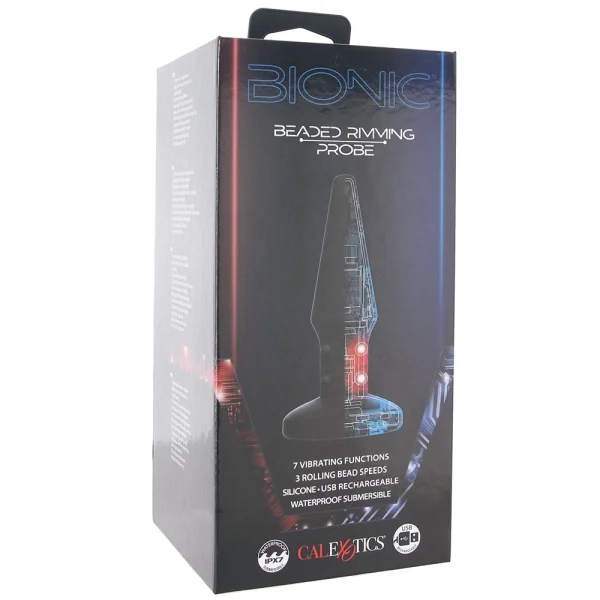 Bionic Beaded Rimming Probe Rechargeable Silicone Anal Stimulator By CalExotics - Black