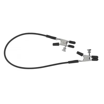 Blackline Adjustable Alligator Nipple Clamps With Rubber Tether Black