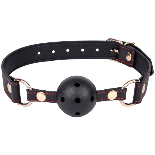 Bondara Black Contrast Stitch Faux Leather Vented Ball Gag