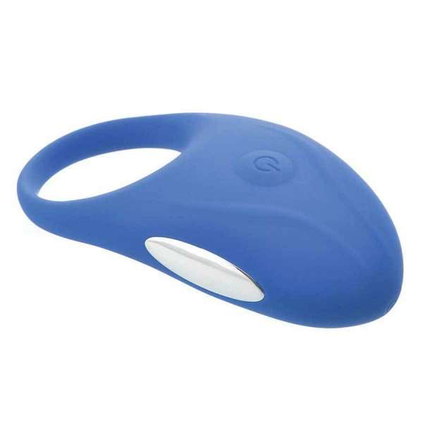 Adam and Eve Vibrating Cock Ring Blue Silicone Couples Rechargeable Sex Toy