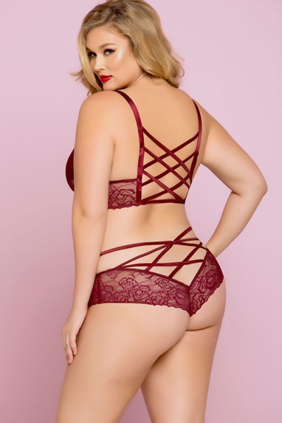 Seven Til Midnight Bianca Rose Strappy Galloon Bralette with Lattice Back