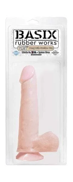 Basix Rubber Works 7.5 Inch Dong With Suction Cup  - Flesh