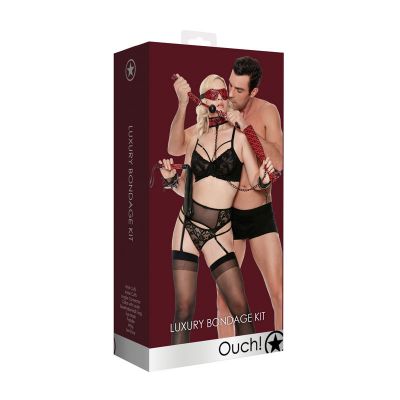 OUCH Luxury Bondage Kit Burgundy 10 Piece Set