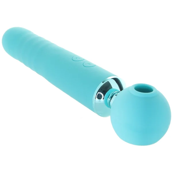 Revel Fae Rechargeable Silicone Vibrating Air Pulse Clitoral Stimulator With Thruster - Teal