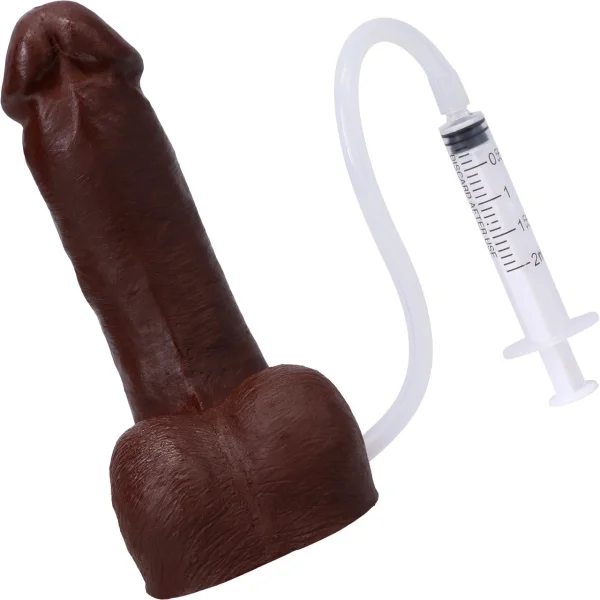 POP 'N' Play Squirting Harness Compatible Silicone Dildo & Packer - Chocolate