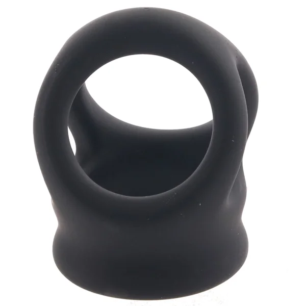 Alpha Liquid Silicone Dual Cage & Cock Ring By CalExotics - Black