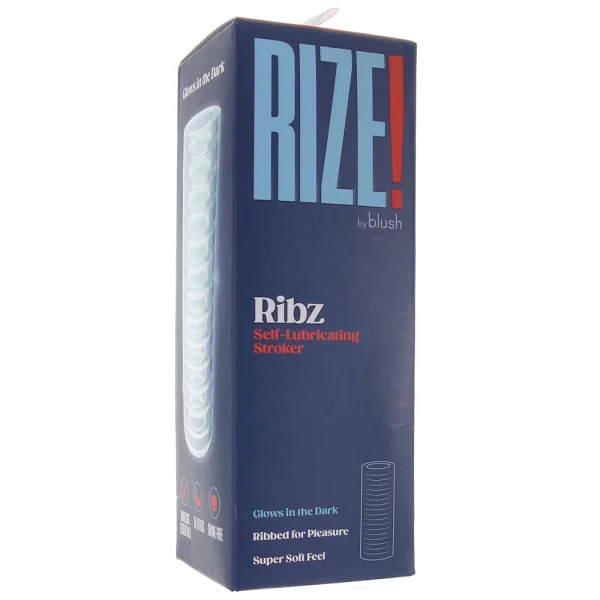 Rize Ribz Self Lubricating Glow In The Dark Open Ended Penis Stroker By Blush