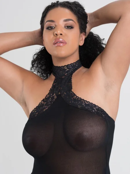 Lovehoney Plus Size Black Halterneck Mini Dress