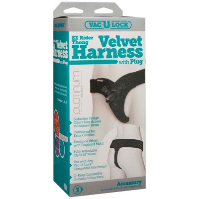 Vac U Lock EZ Rider Thong Velvet Harness with Plug