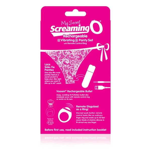 Charged My Secret Rechargeable 10 Function Remote Control Panty Vibe By Screaming O - Red
