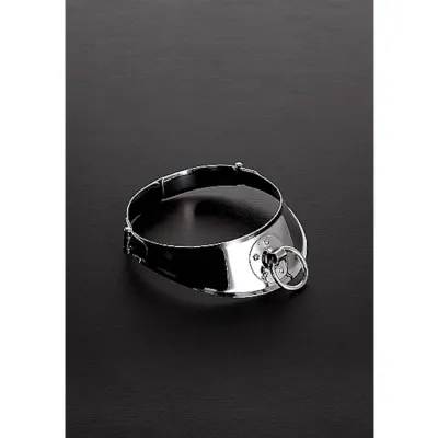 Locking Men s Collar With Ring Silver Medium