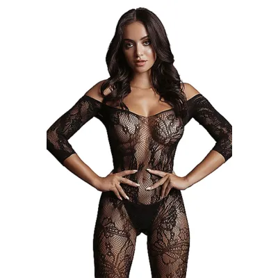 Le Desir Black Lace Sleeved Bodystocking