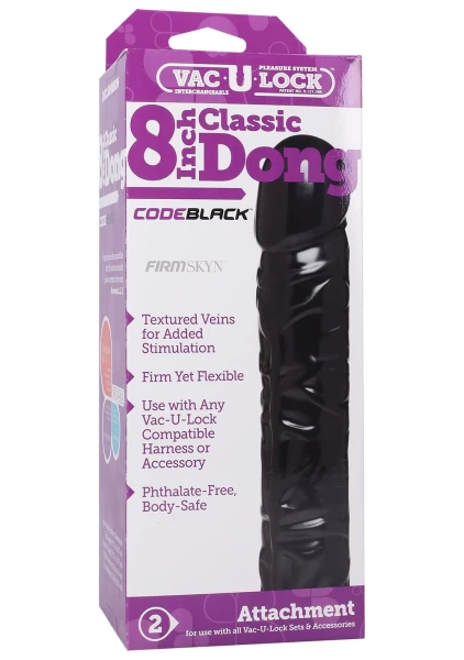 Vac-U-Lock Code Black 8 inch Classic Dong