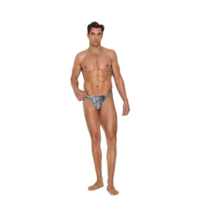 Men s Snap Closure Thong Large xlarge Zebra