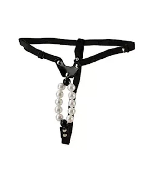 Lover's Thong With Pleasure Pearls - Black - O/s — image 6 of 6