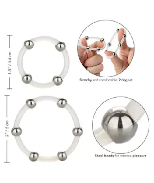 Steel Beaded Silicone C-ring - Set Of 2 - Clear — image 6 of 8