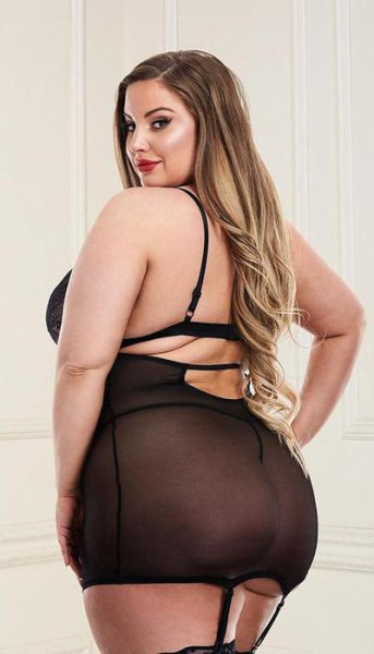 Sexy Lace & Mesh Mini Dress & G-String Set
