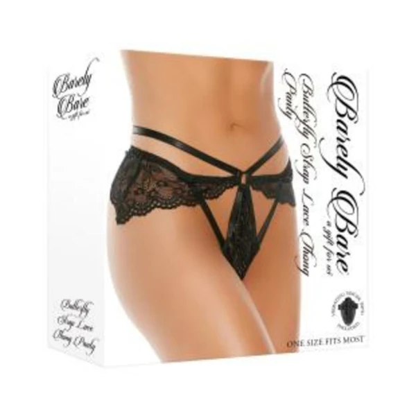 Barely Bare Butterfly Strap Lace Thong Panty White O/s