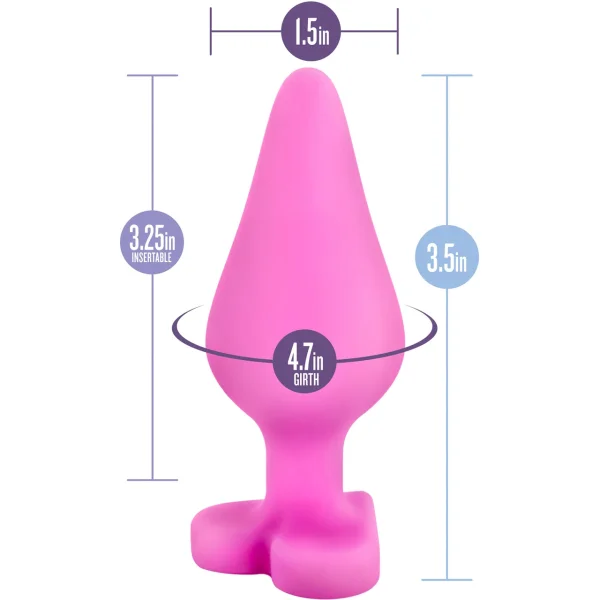 Play With Me Naughty Candy Heart Silicone Butt Plug By Blush - Be Mine Pink