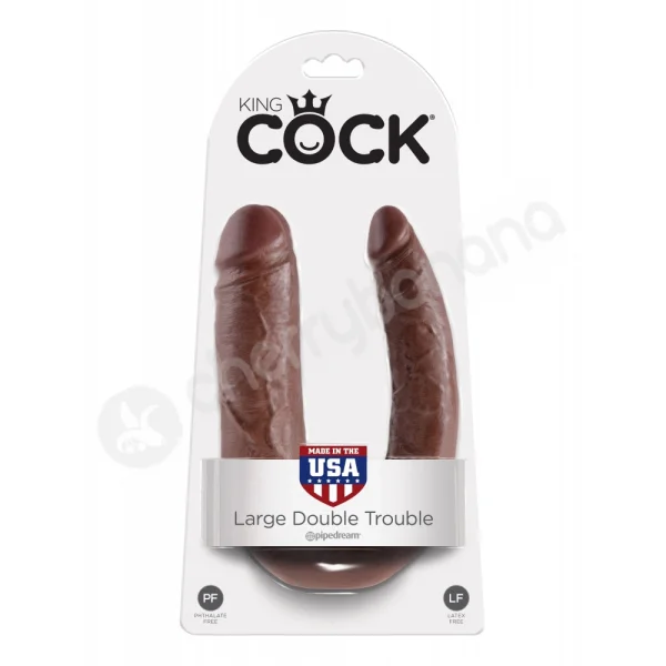 King Cock Brown U-shaped Large Double Trouble Dildo