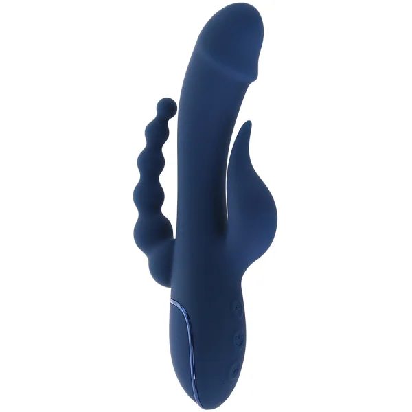 III Triple Orgasm Silicone Rechargeable Triple Stimulation Vibrator By CalExotics - Navy