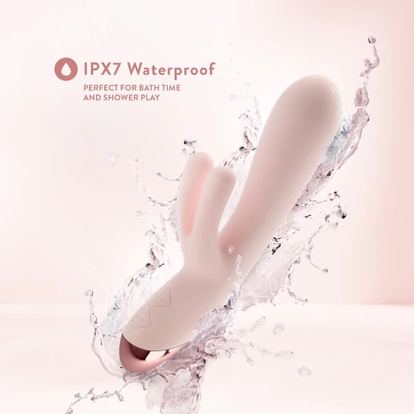Elora Rechargeable Waterproof Silicone Rabbit Style Dual Stimulation Vibrator By Blush - Pink