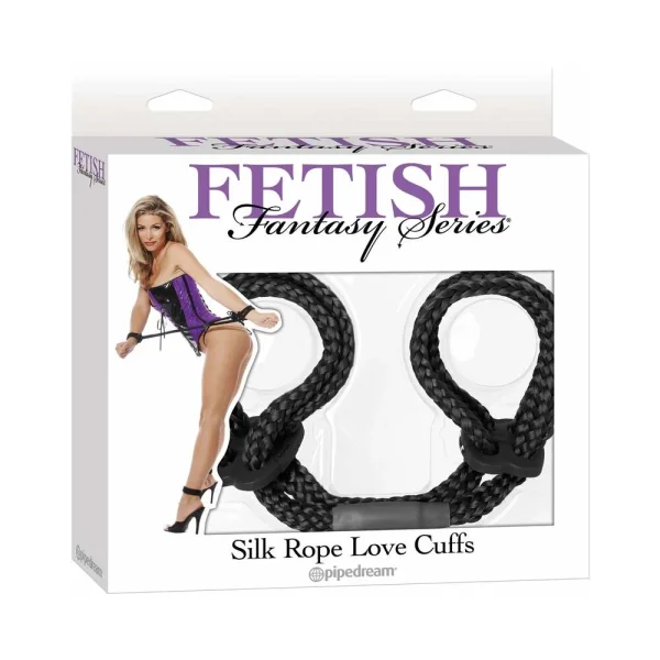 Fetish Fantasy Silk Rope Love Cuffs Black