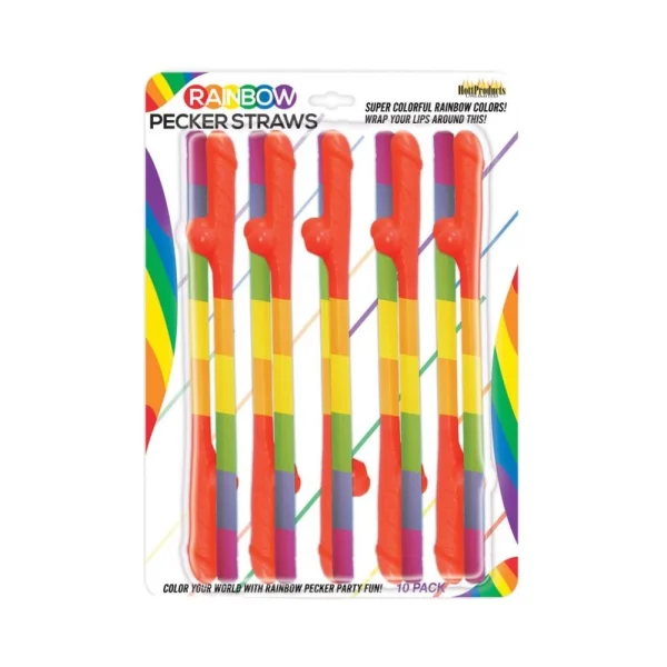 Rainbow Pecker Straws 10pk