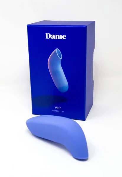 AER Silicone Rechargeable Waterproof Pressure Wave Suction Toy By Dame - Periwinkle
