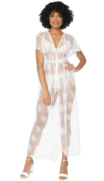 Sheer White Bridal Robe — image 10 of 13
