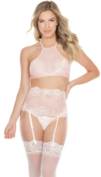 High Waisted Halter Bra, Garter Belt & G-String Set — image 12 of 15